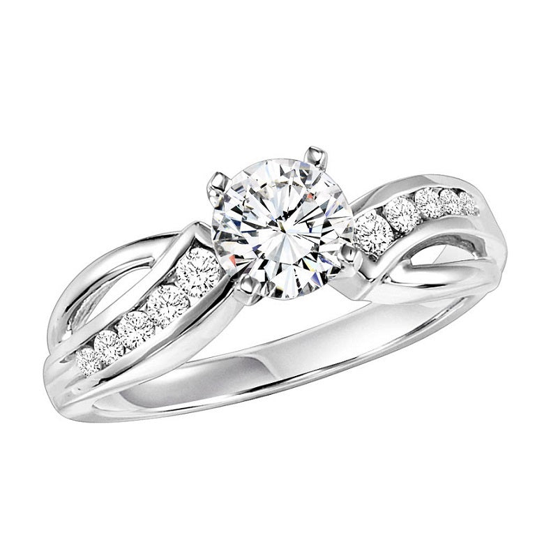 Round Curved Channel Set Engagement Ring - Michael E. Minden Diamond Jewelers