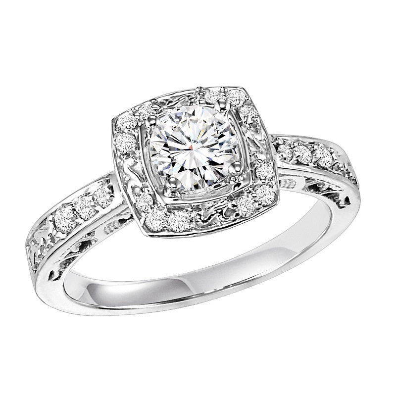 Round Cut Square Halo Engagement Ring - Michael E. Minden Diamond Jewelers