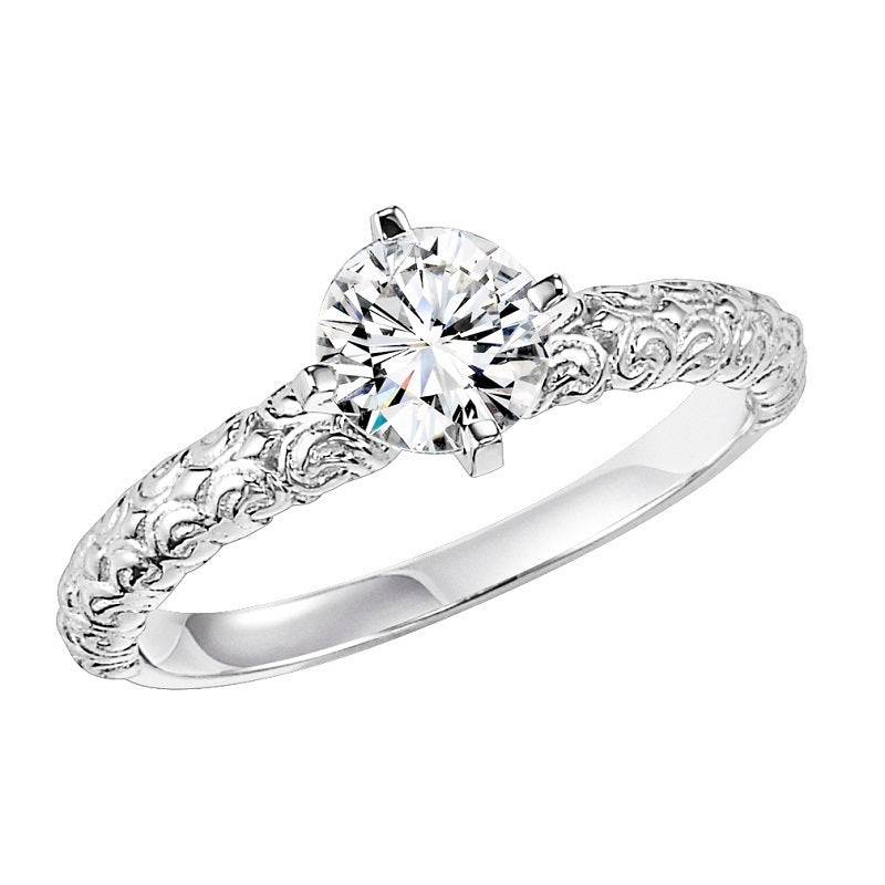 Round Detailed Solitaire Engagement Ring - Michael E. Minden Diamond Jewelers