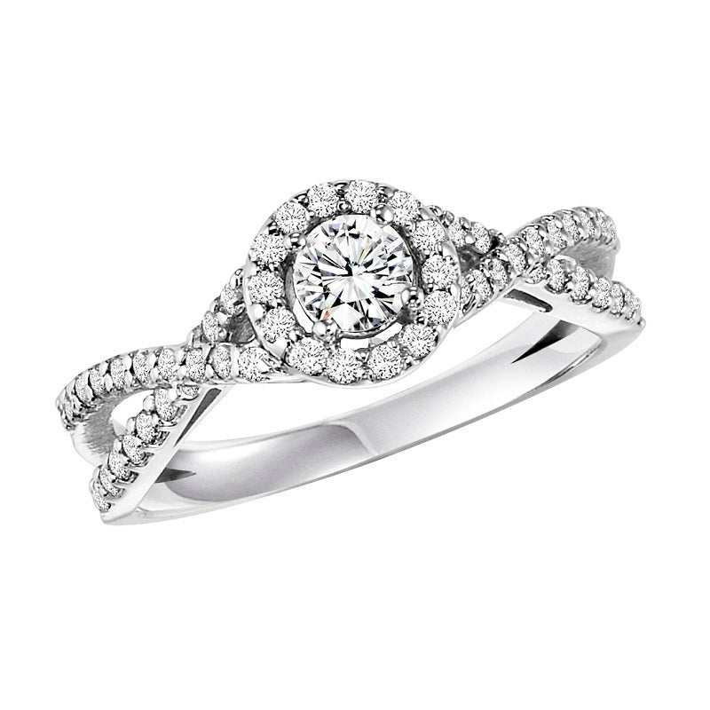 Round Halo Twisted Engagement Ring - Michael E. Minden Diamond Jewelers