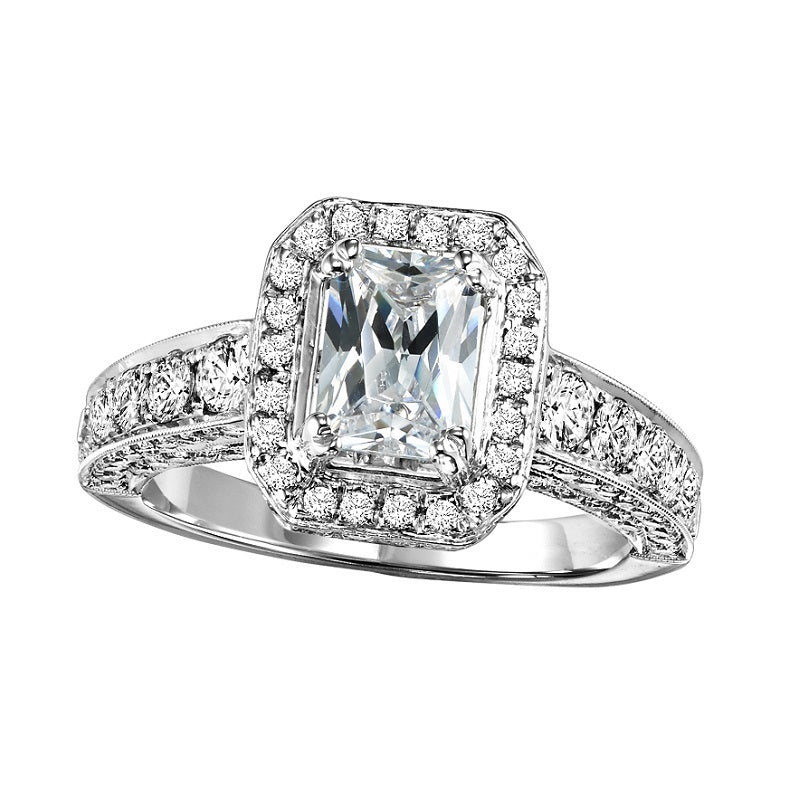 Radiant Cut Halo Engagement Ring - Michael E. Minden Diamond Jewelers