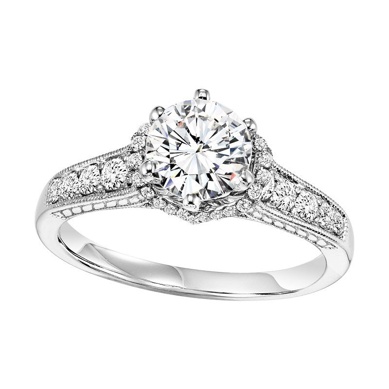 Vintage Inspired Round Semi-Mount Engagement Ring - Michael E. Minden Diamond Jewelers