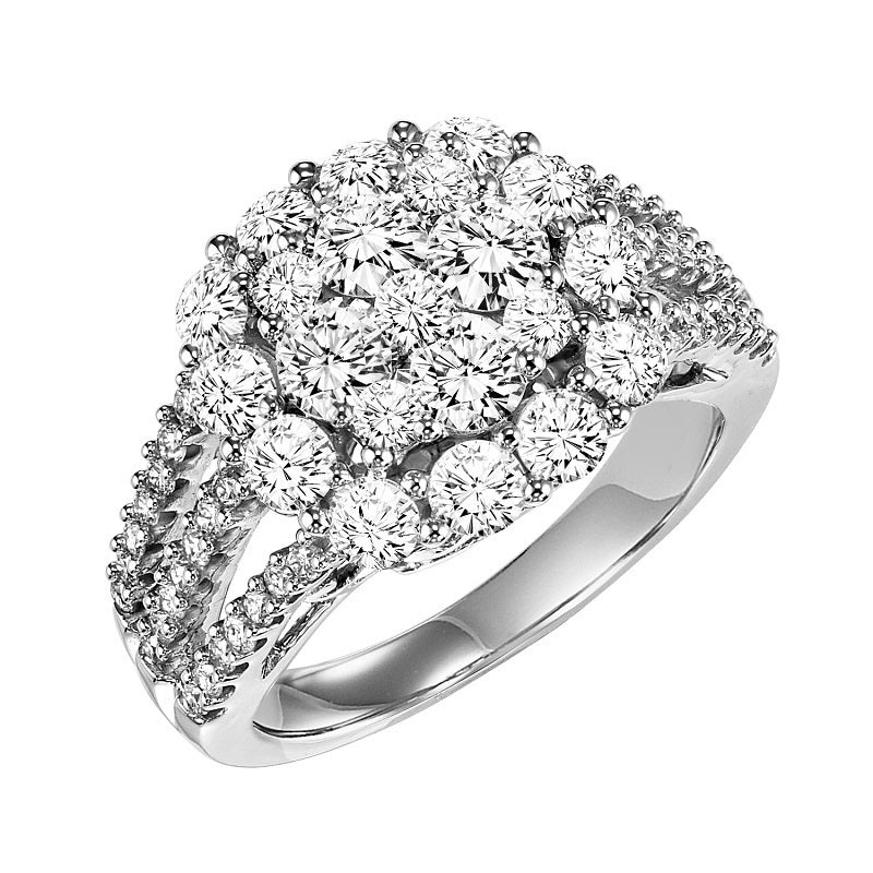 Cluster Three Row Engagement Ring - Michael E. Minden Diamond Jewelers