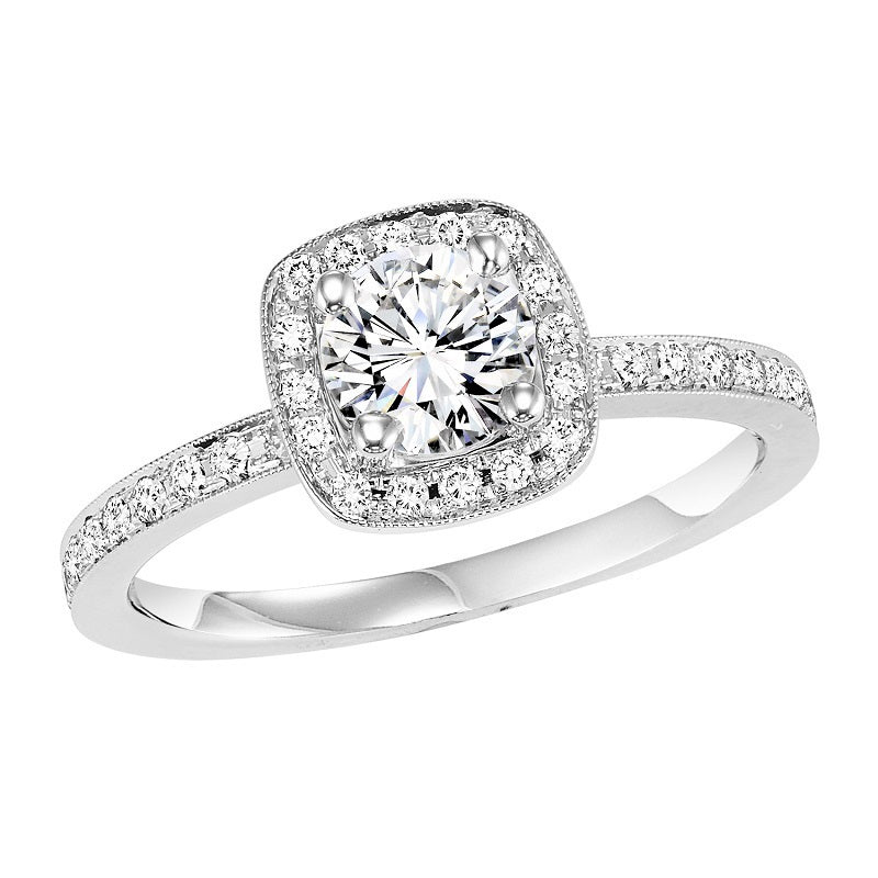Round with Square Halo Engagement Ring - Michael E. Minden Diamond Jewelers