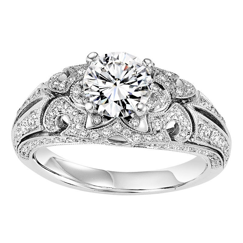 Round Vintage Inspired Swirl Engagement Ring - Michael E. Minden Diamond Jewelers