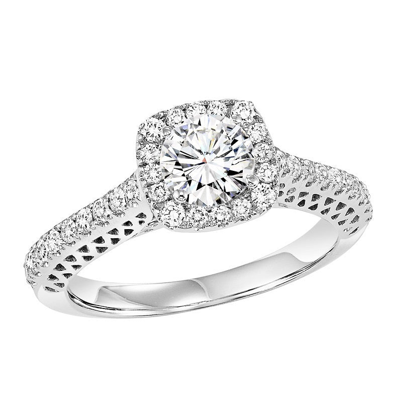 Round Square Halo Engagement Ring - Michael E. Minden Diamond Jewelers