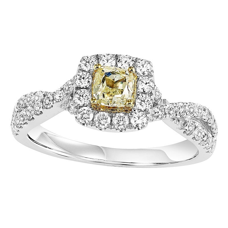 Colored Stone Square Halo Engagement Ring - Michael E. Minden Diamond Jewelers