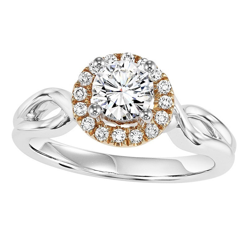 Two-Tone Halo Twisted Engagement Ring - Michael E. Minden Diamond Jewelers