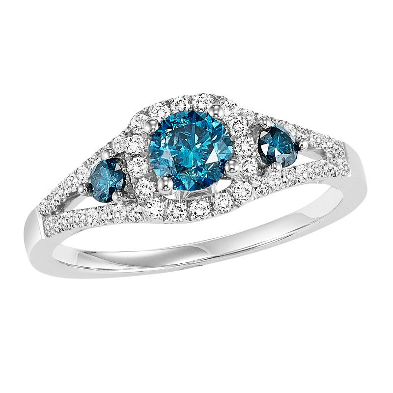 Colored Engagement Ring with Colored Side Stones - Michael E. Minden Diamond Jewelers
