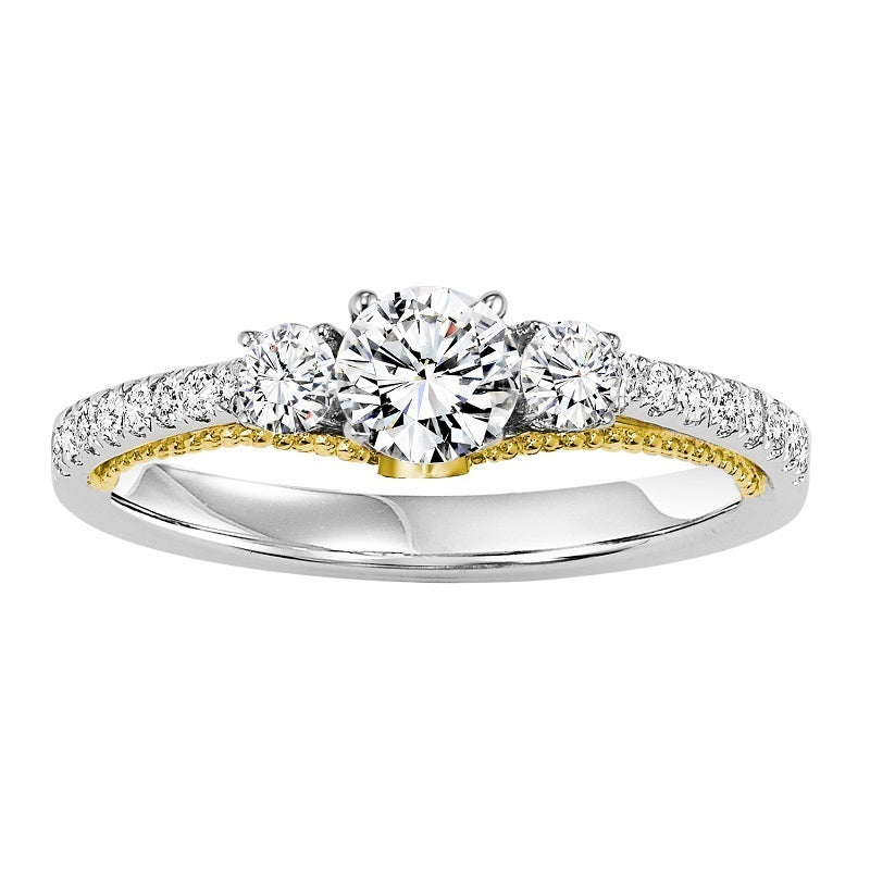 Three-Stone Two-Tone UnderGallery Engagement Ring - Michael E. Minden Diamond Jewelers