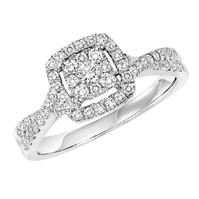 Square Halo Twisted Set Engagement Ring - Michael E. Minden Diamond Jewelers