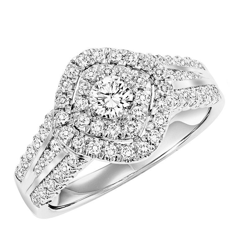 Unique Double Halo Engagement Ring - Michael E. Minden Diamond Jewelers