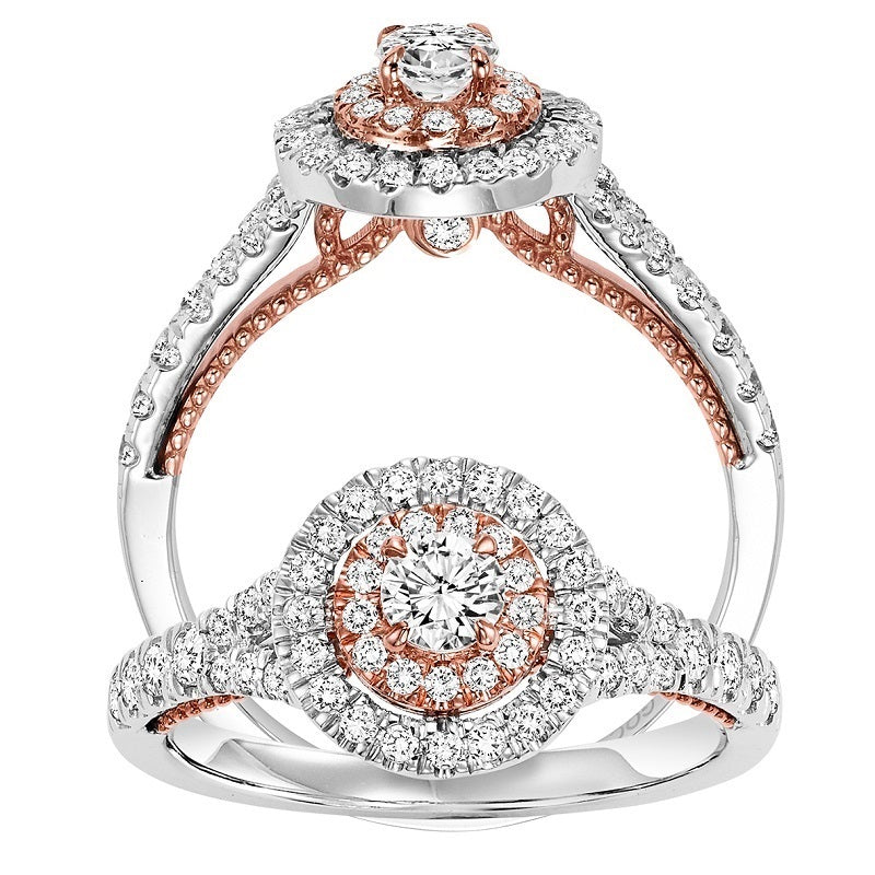 Round Two-Tone Halo & UnderGallery Engagement Ring - Michael E. Minden Diamond Jewelers
