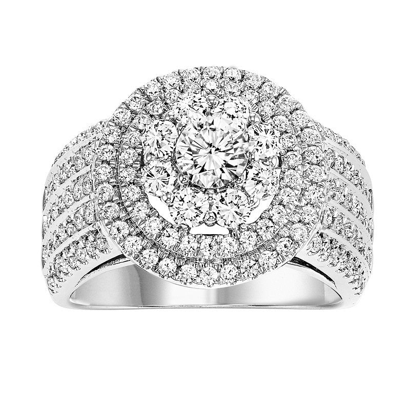 Round Triple Halo Multi Row Engagement Ring - Michael E. Minden Diamond Jewelers