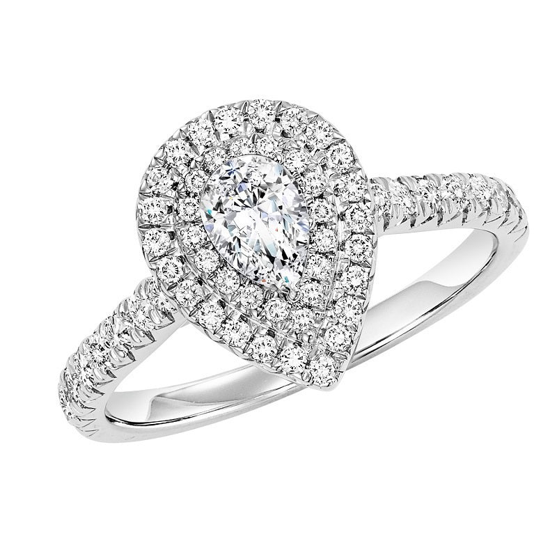 Pear Double Halo Engagement Ring - Michael E. Minden Diamond Jewelers