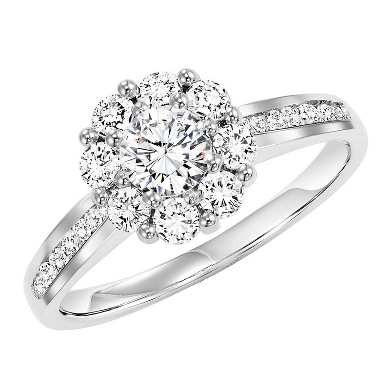 Accented Round Halo Engagement Ring - Michael E. Minden Diamond Jewelers