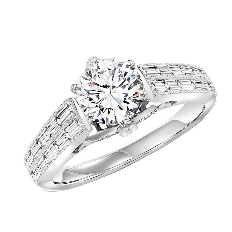 Round Cut Emerald Setting Engagement Ring - Michael E. Minden Diamond Jewelers