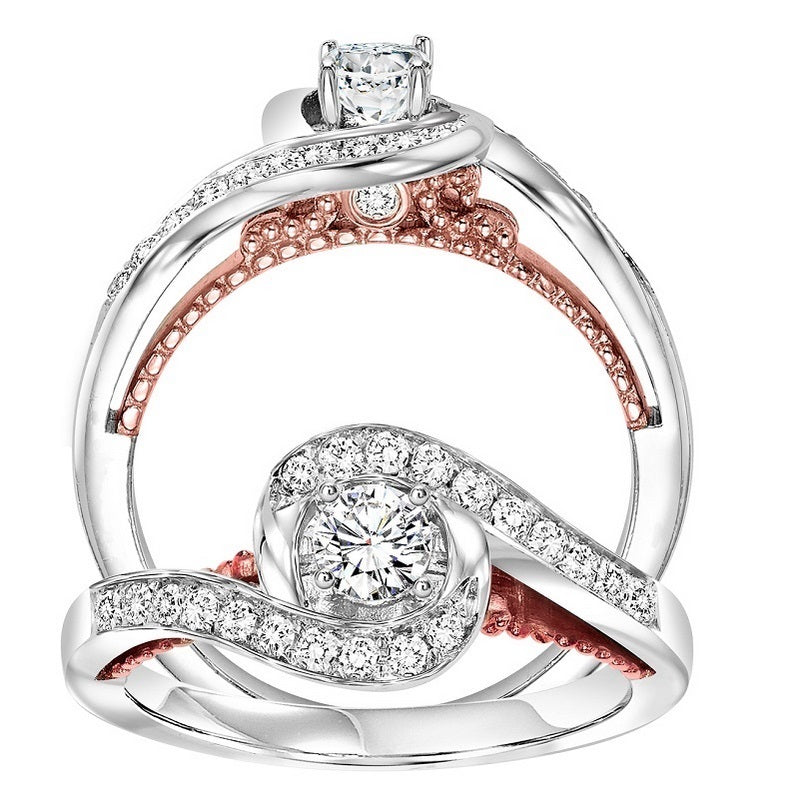 Round Wrapped Halo Two-Tone UnderGallery Engagement Ring - Michael E. Minden Diamond Jewelers