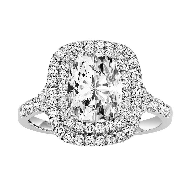 Cushion Cut Double Halo Engagement Ring - Michael E. Minden Diamond Jewelers