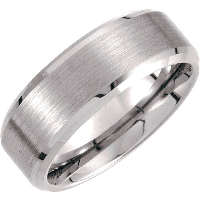 Tungsten Satin-Center Men's Wedding Ring - Michael E. Minden Diamond Jewelers