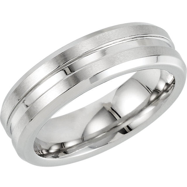 Cobalt Grooved Men's Wedding Ring - Michael E. Minden Diamond Jewelers