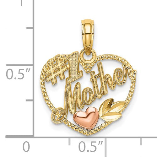 14K Two-Tone "#1 Mother" Pendant - Michael E. Minden Diamond Jewelers