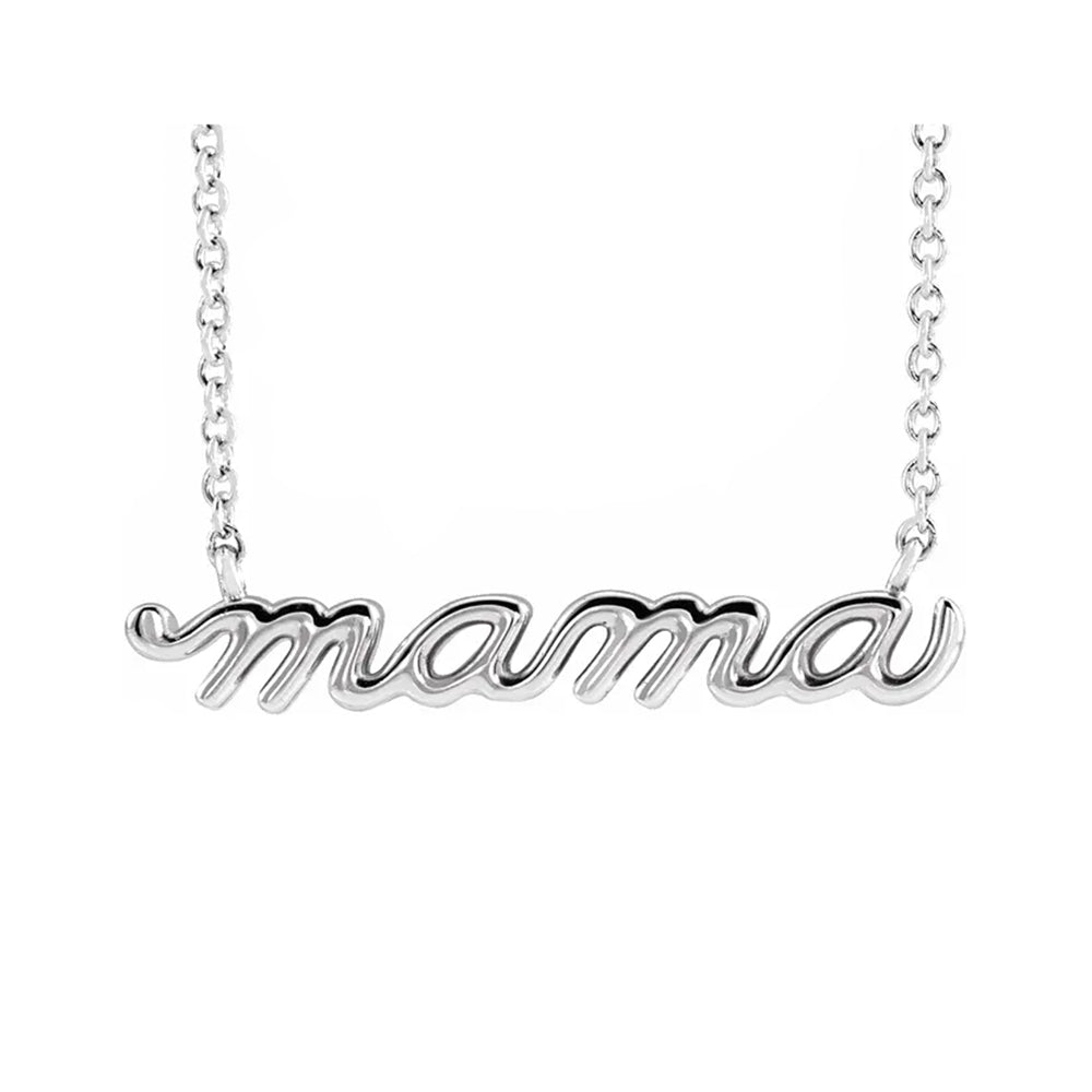 14K Petite Mama Script Necklace - Michael E. Minden Diamond Jewelers