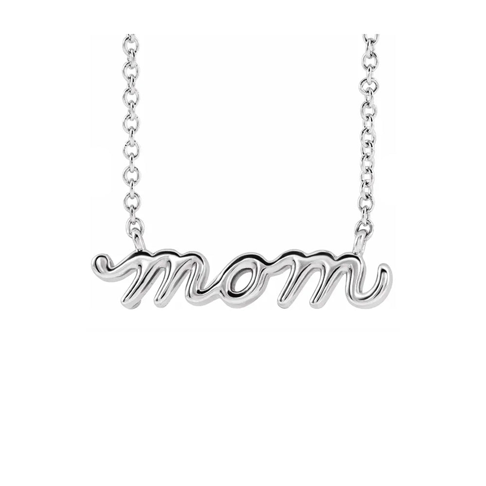 14K Petite Mom Script Necklace - Michael E. Minden Diamond Jewelers