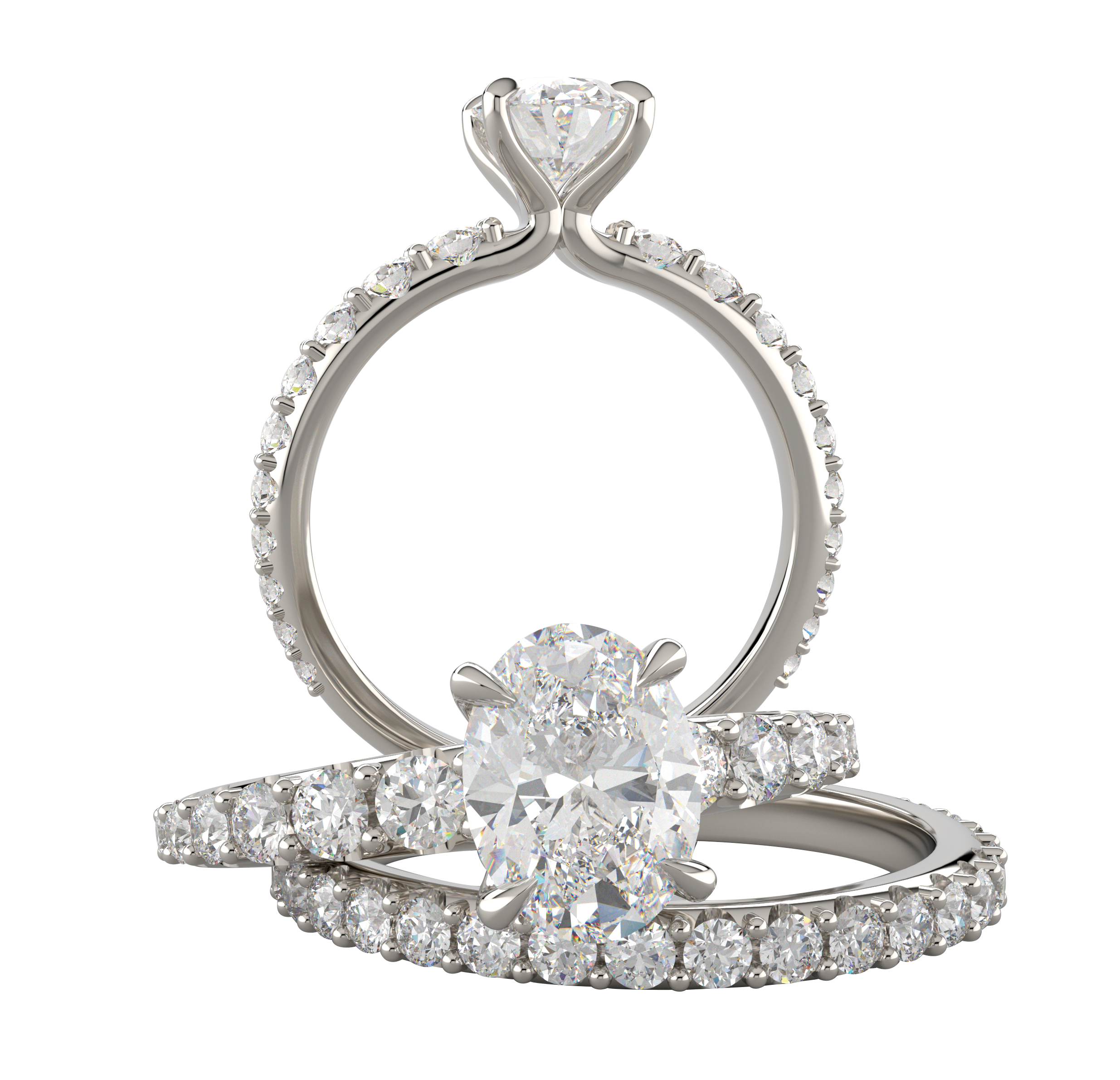 White Gold Oval Diamond Wedding Set - Michael E. Minden Diamond Jewelers