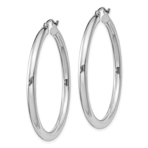 Large Classic Sterling Silver Hoops (3mm Thickness) - Michael E. Minden Diamond Jewelers